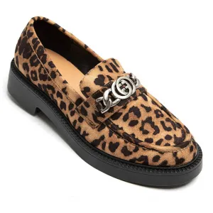 Women's Loafer in Patent Black or Faux suede leopard