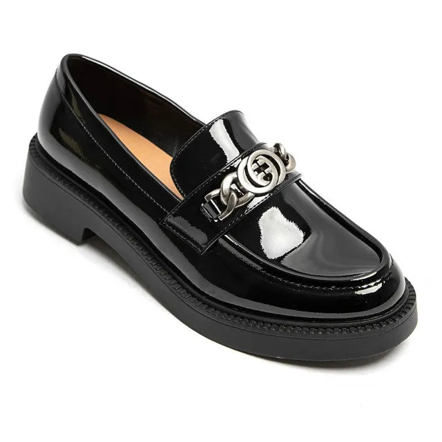 Women's Loafer in Patent Black or Faux suede leopard