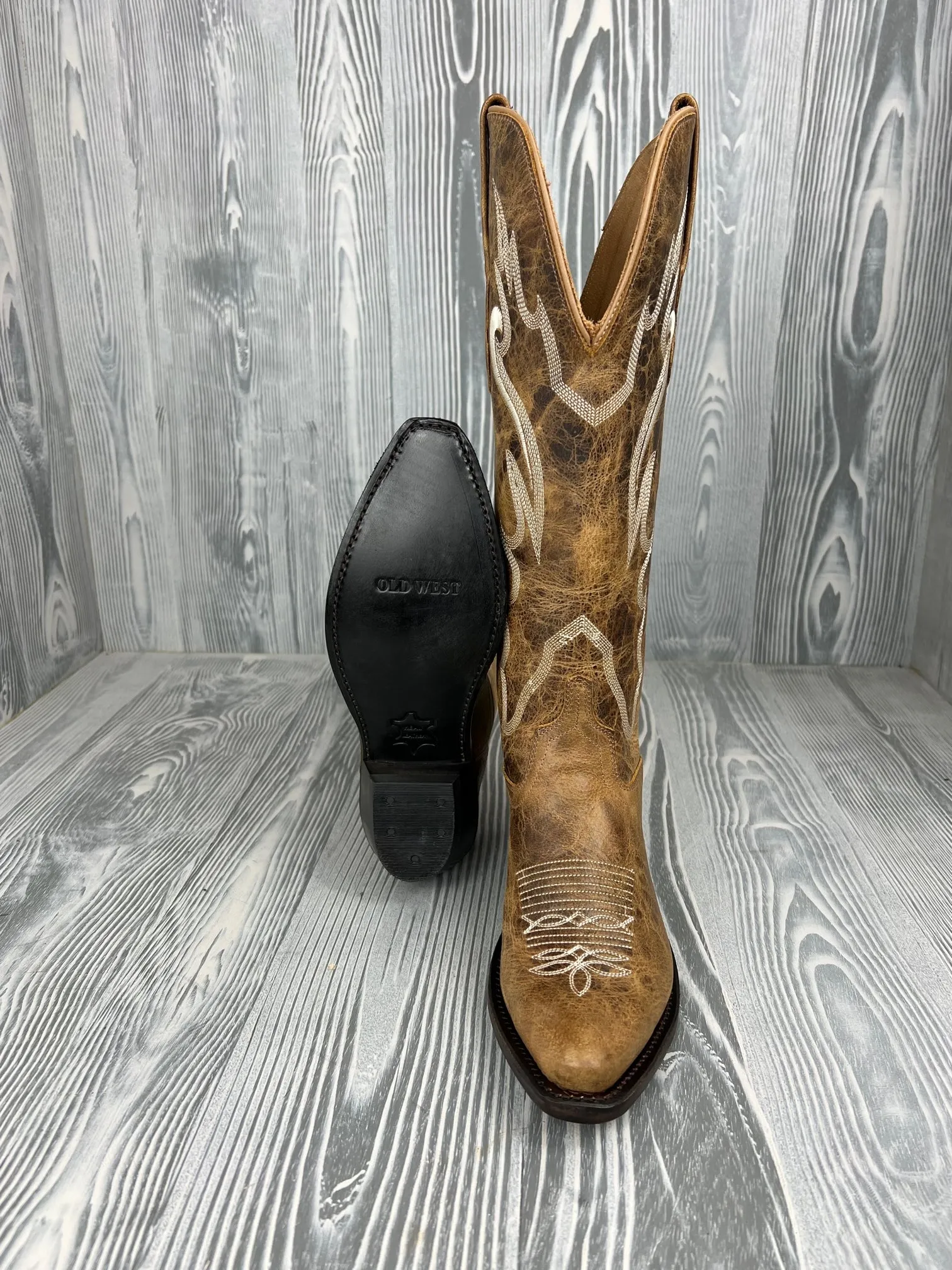 Women's Old West Tall Tan Snip Toe Western Boot - TS1549