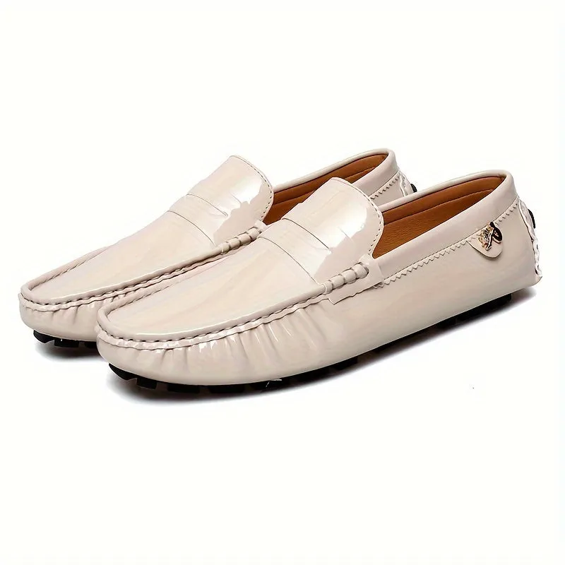 Womens Solid Color Microfiber Synthetic Leather Slip-on Loafers - Non-Slip Rubber Sole, Wear-Resistant, Comfortable, All-Season Flats - Easy to Wear, Breathable, and Durable